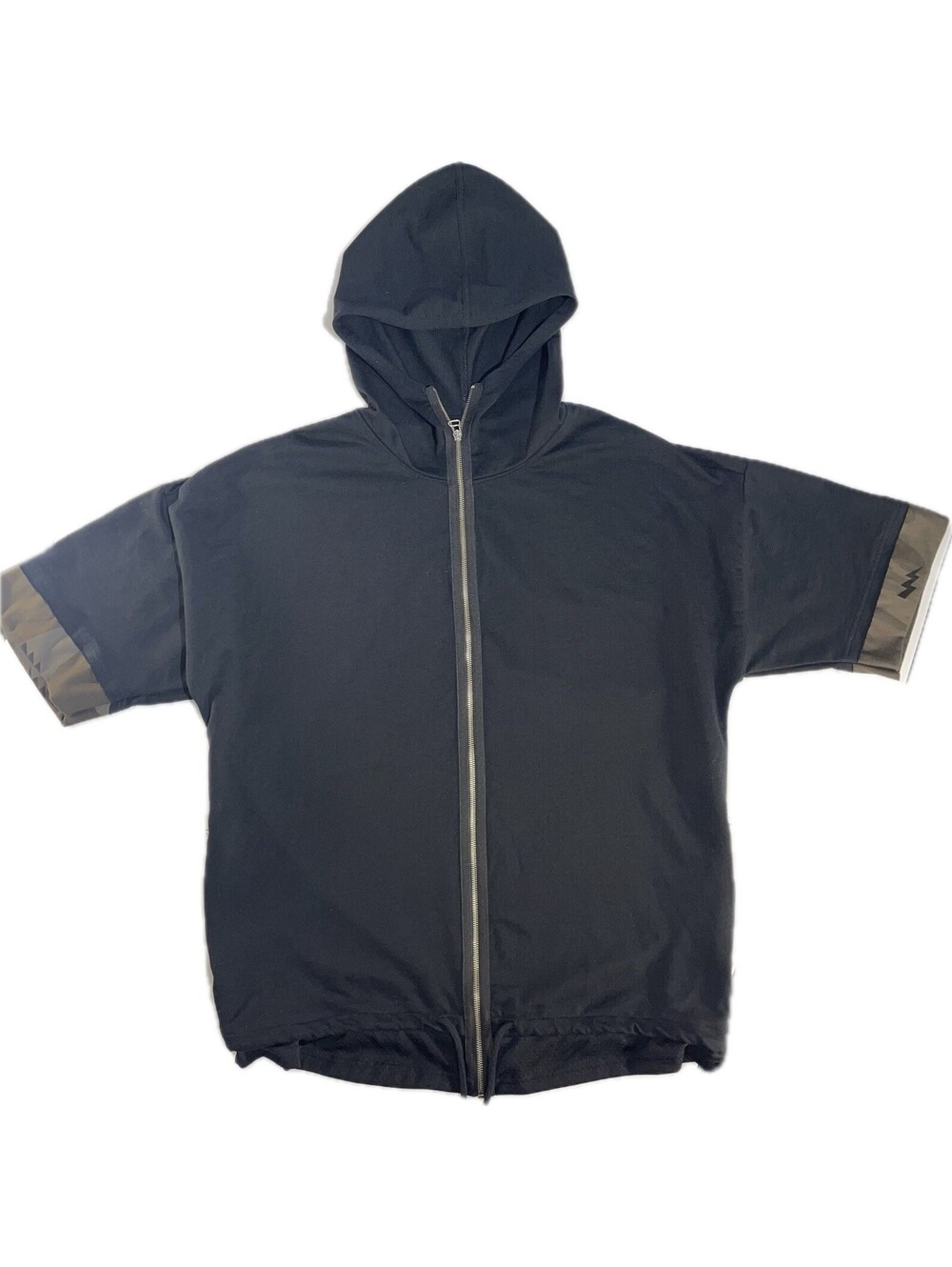 ZARA MAN Black Zip Hoodie XL Short Sleeve Hooded Jacket Full Zip Athleisure NWT